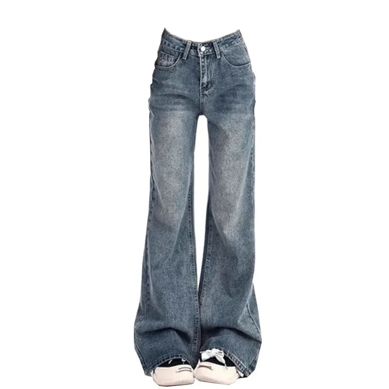Calça Jeans Feminina Flare Cintura Alta Vintage Boca de Sino Y2K Modelagem Elegante