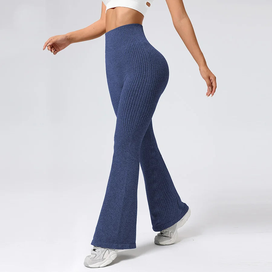 Calça Feminina Flare Fitness com Cintura Alta, Controle Abdominal e Tecido Stretch