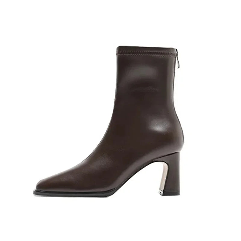 Bota Feminina Cano Curto Vintage Bico Quadrado