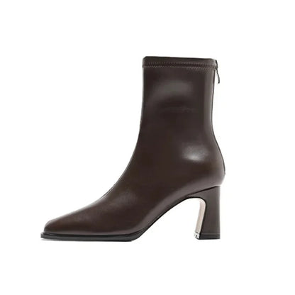Bota Feminina Cano Curto Vintage Bico Quadrado