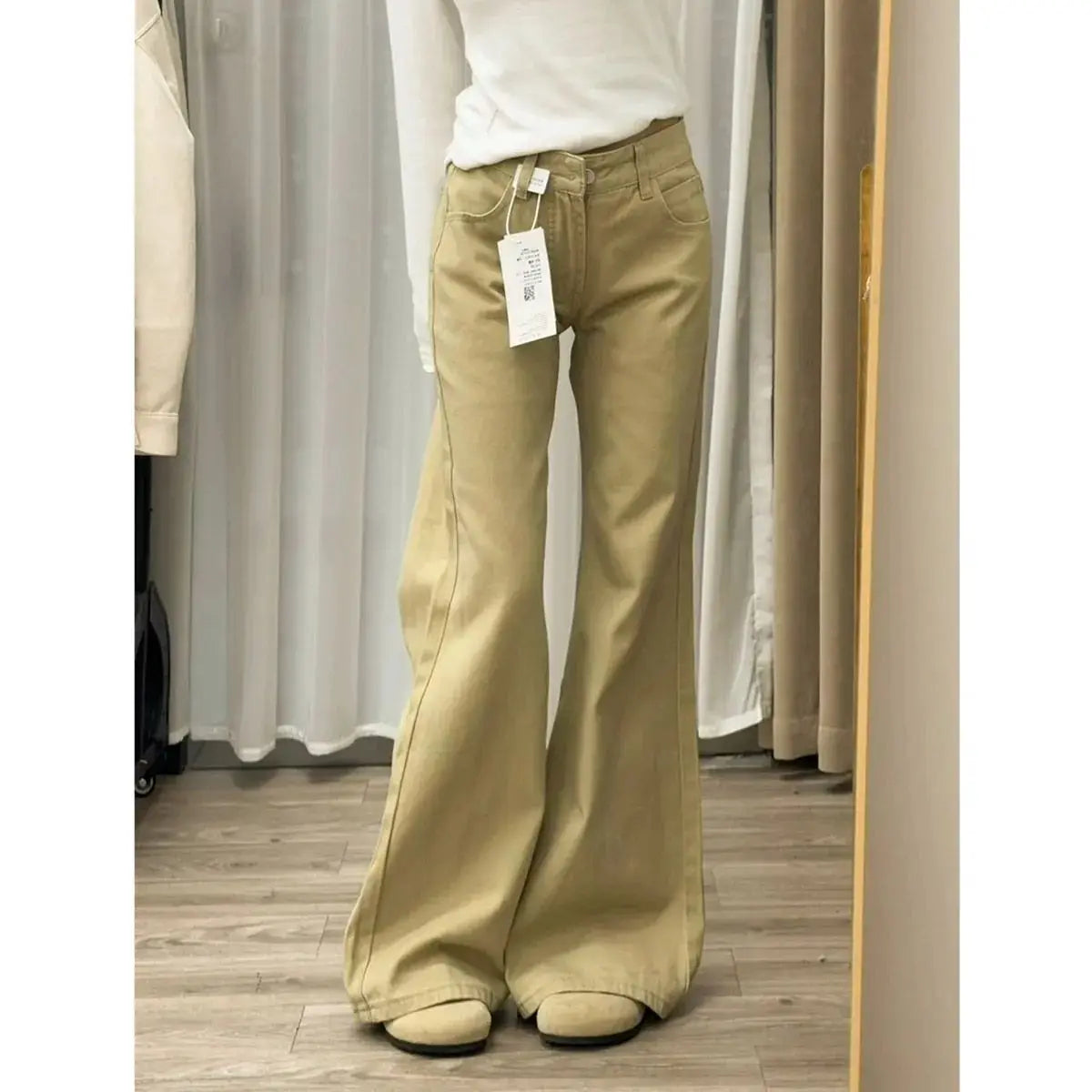 Calça Jeans Feminina Flare Cintura Alta Vintage Boca de Sino Y2K Modelagem Elegante