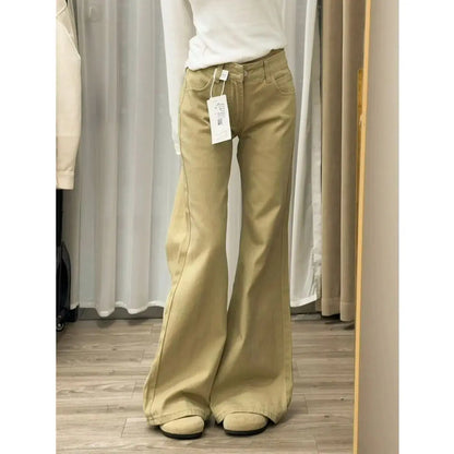 Calça Jeans Feminina Flare Cintura Alta Vintage Boca de Sino Y2K Modelagem Elegante