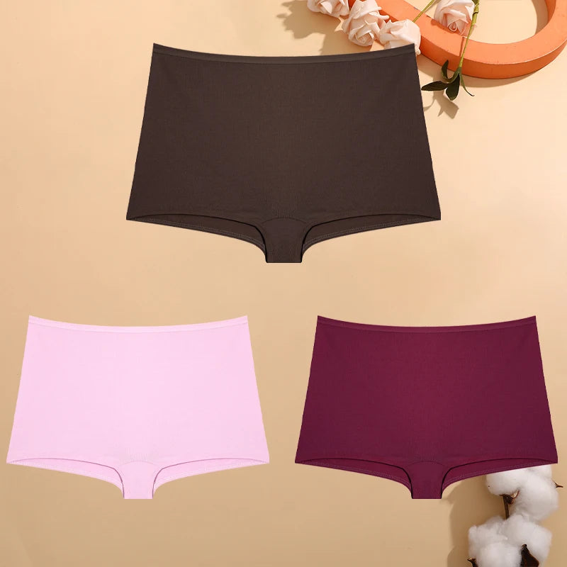 Kit 3 Calcinhas Femininas Boxer de Algodão Cintura Baixa