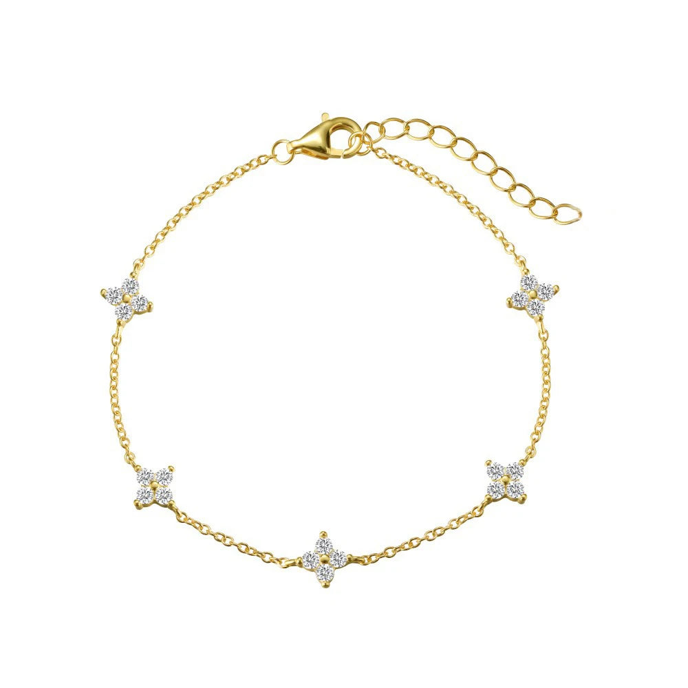 Colar Feminino Banhado a Ouro 18K com Trevo de Quatro Folhas e Zircônias