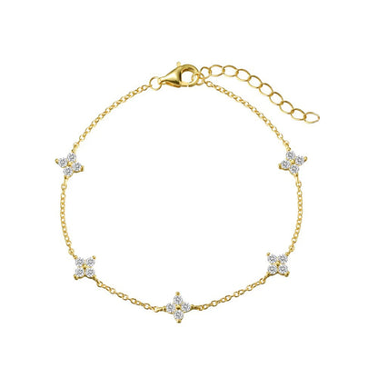 Colar Feminino Banhado a Ouro 18K com Trevo de Quatro Folhas e Zircônias