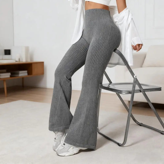 Calça Feminina Flare Fitness com Cintura Alta, Controle Abdominal e Tecido Stretch