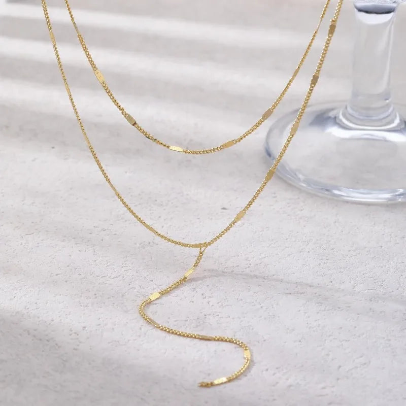 Colar Feminino Modelo Y Banhado a Ouro 14K
