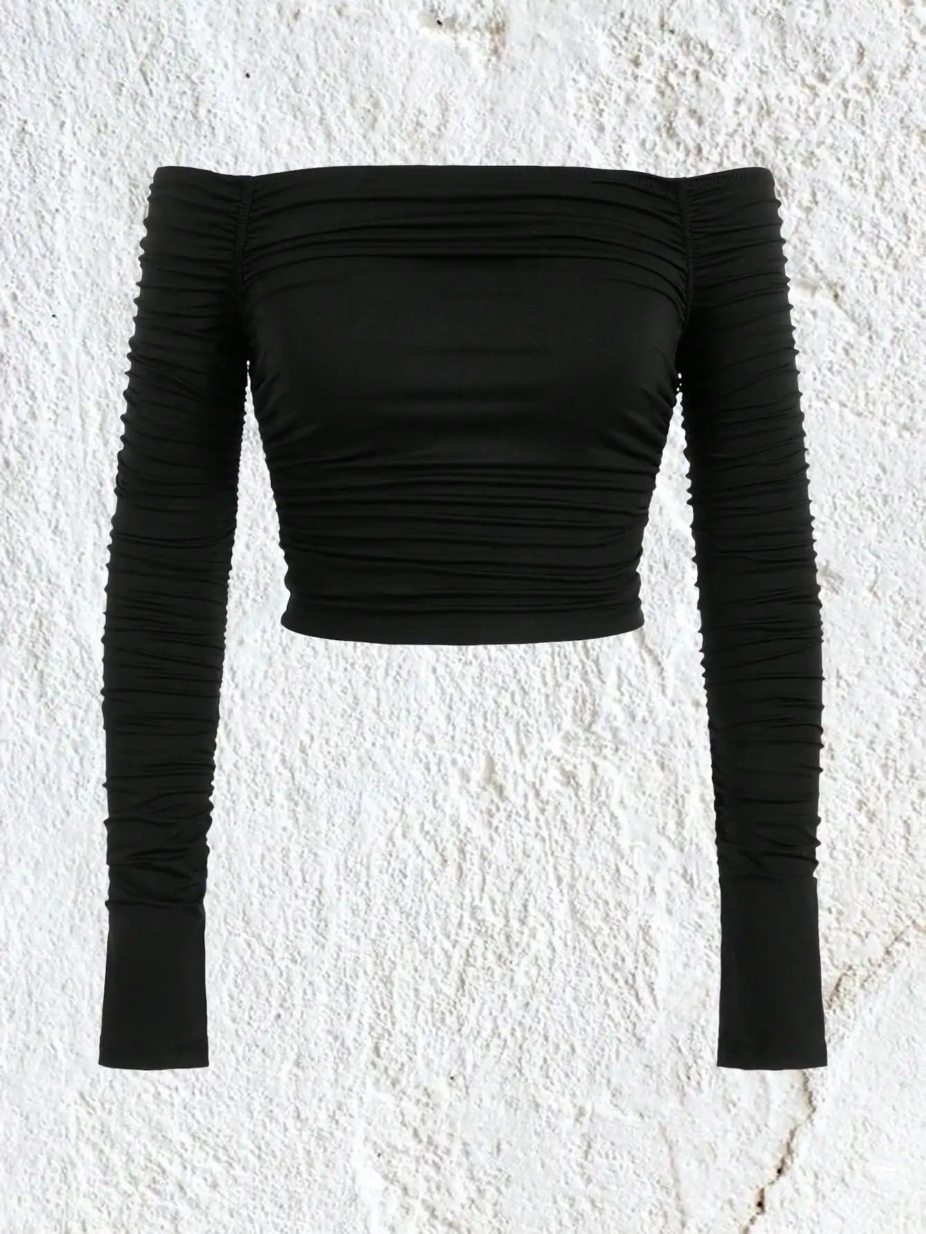 Blusa Feminina Slim Manga Longa com Recorte no Ombro