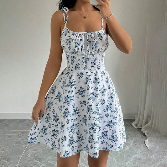 Vestido Feminino Floral com Alças Finas, Leve e Delicado