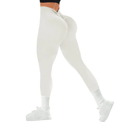 Legging Feminina Fitness Sem Costura com Cintura Alta em V e Alta Elasticidade