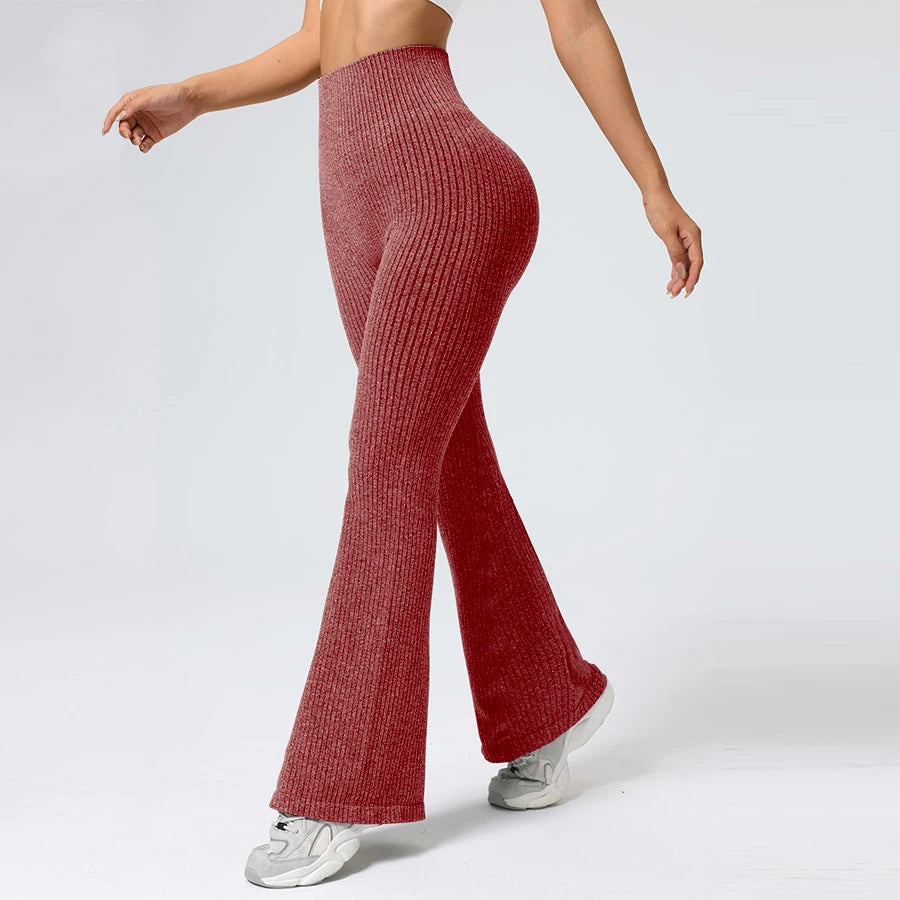 Calça Feminina Flare Fitness com Cintura Alta, Controle Abdominal e Tecido Stretch