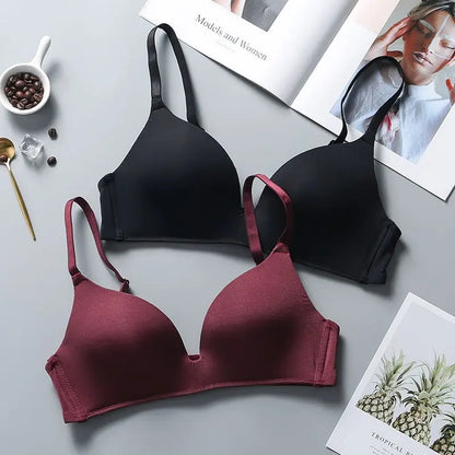 Sutiã Feminino Push Up Sem Costura Ultra Fino Sem Aro com Alças Ajustáveis