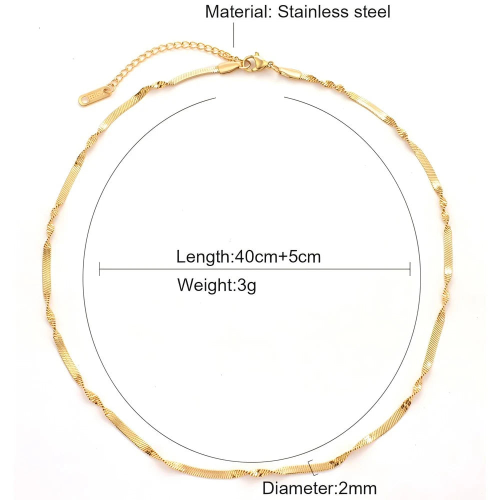 Colar Gargantilha Feminino em Aço Inoxidável com Corrente de Esferas